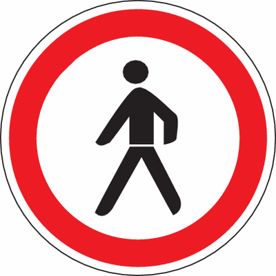 Symbol Verbot für Fußgänger