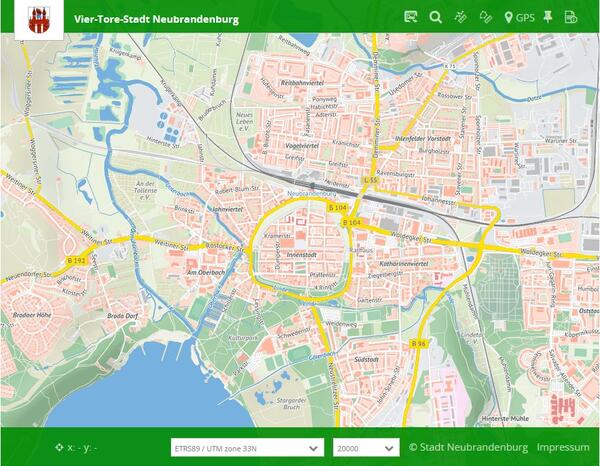 Geodatenportal - digitaler Stadtplan der Vier-Tore-Stadt Neubrandenburg